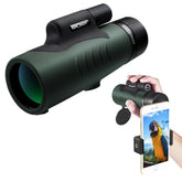 F&K® 12X50 BAK4 IP68 Waterproof Prism Monocular and Smartphone Adapter Kit Low Light Night Vision for Bird Watching, Hunting, Camping,Travelling and Concerts
